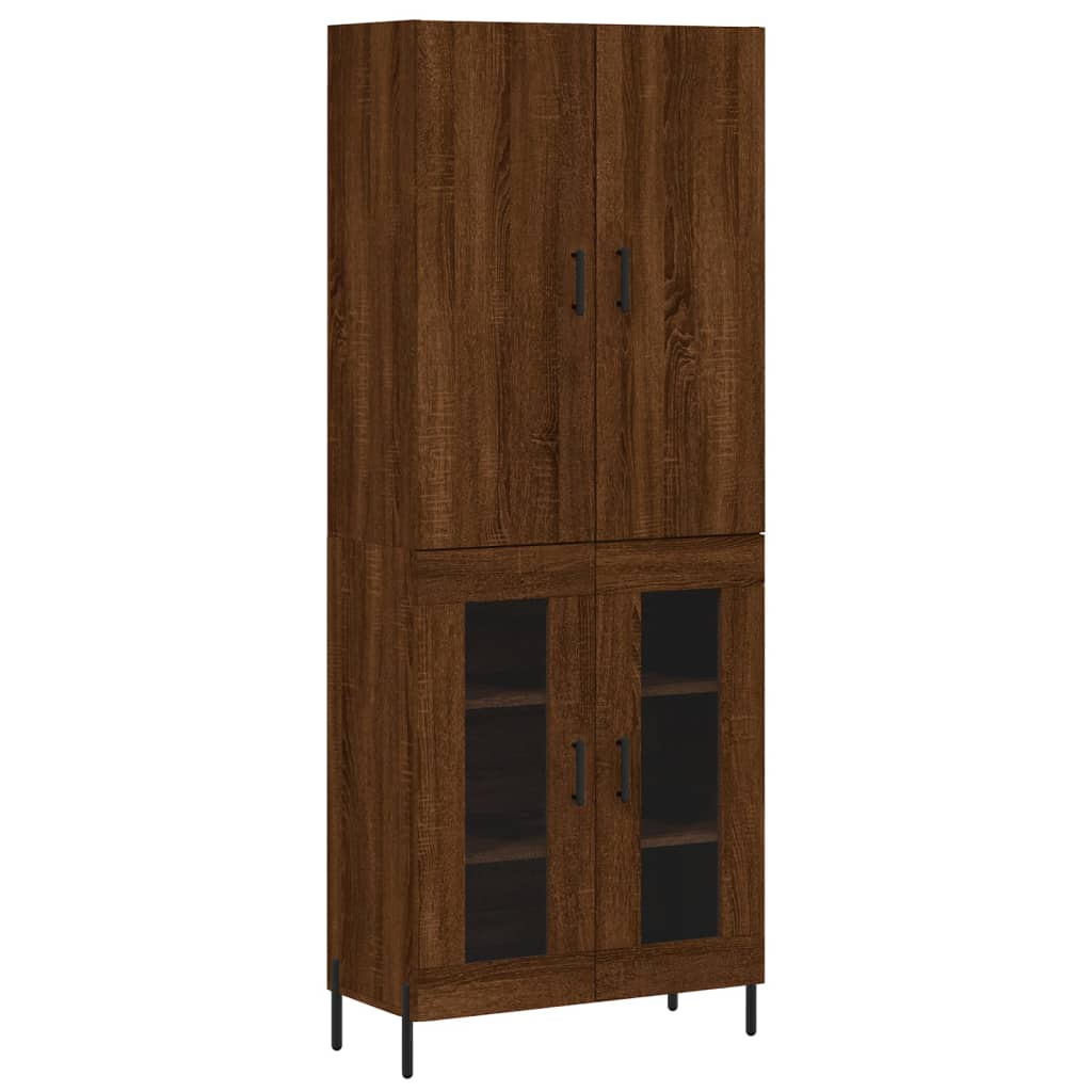 Buffet haut Chêne marron 69,5x34x180 cm Bois d'ingénierie