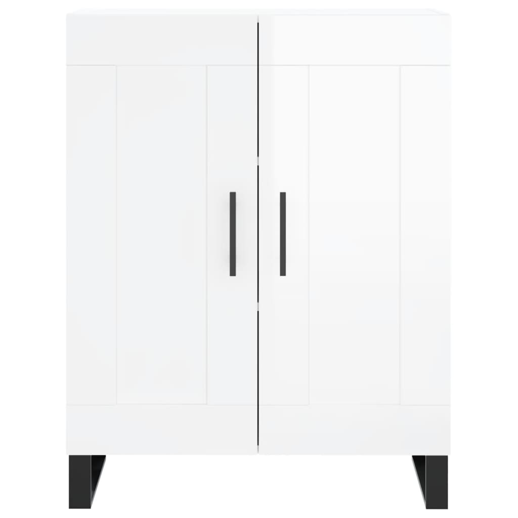 Buffet haut Blanc brillant 69,5x34x180 cm Bois d'ingénierie