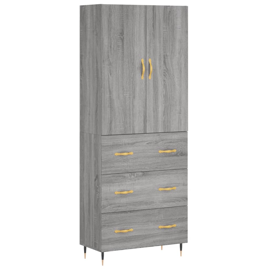 Buffet haut Sonoma gris 69,5x34x180 cm Bois d'ingénierie