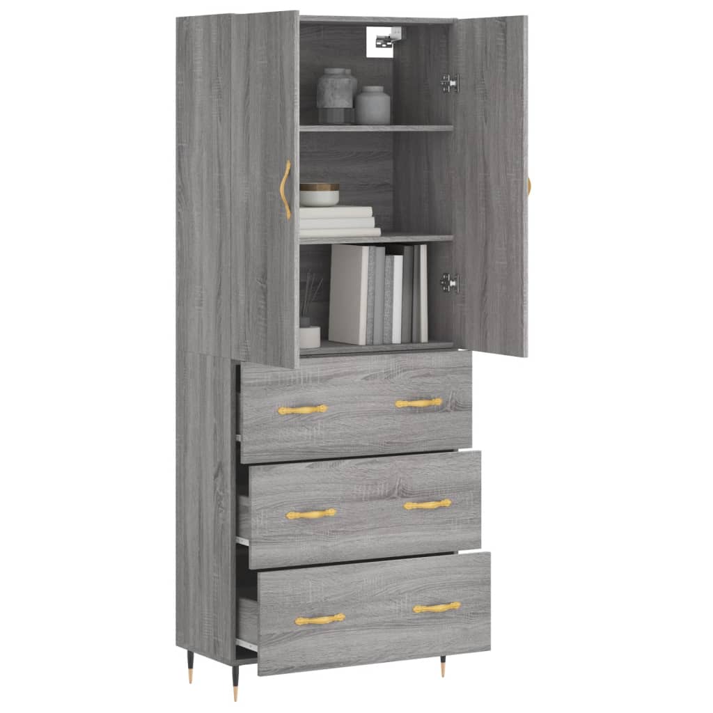 Buffet haut Sonoma gris 69,5x34x180 cm Bois d'ingénierie