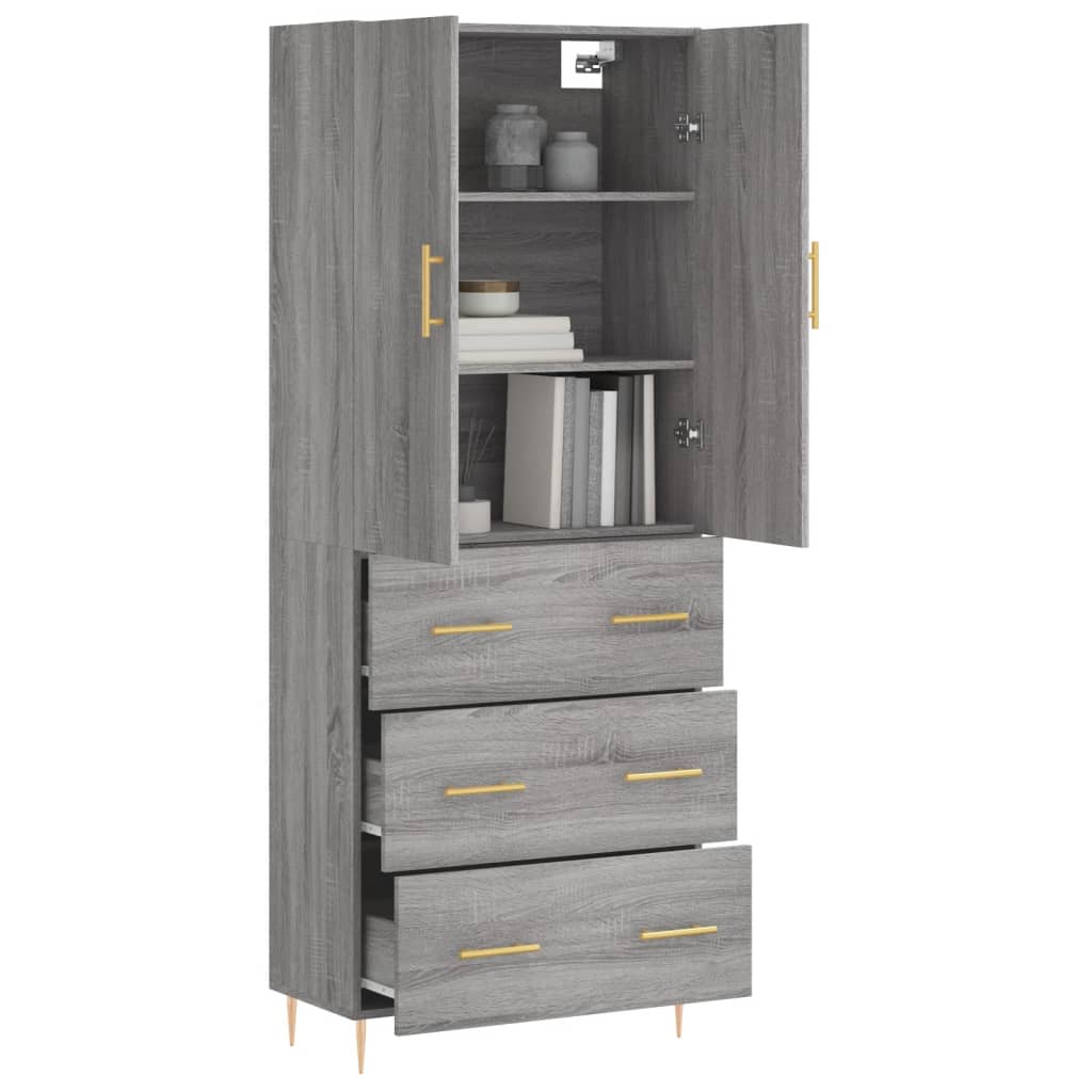 Buffet haut Sonoma gris 69,5x34x180 cm Bois d'ingénierie