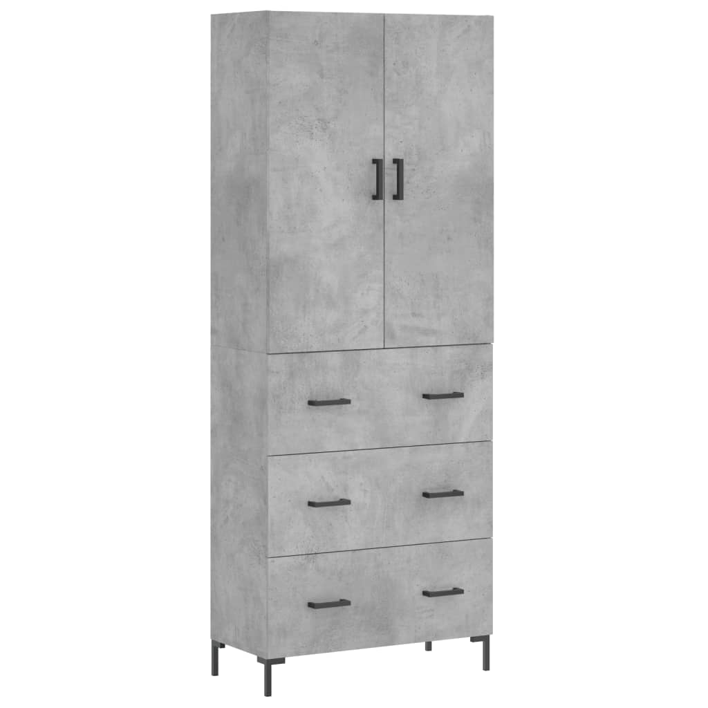 Buffet haut Gris béton 69,5x34x180 cm Bois d'ingénierie