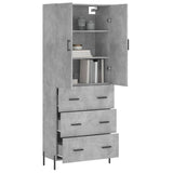 High sideboard Concrete gray 69.5x34x180 cm Engineered wood