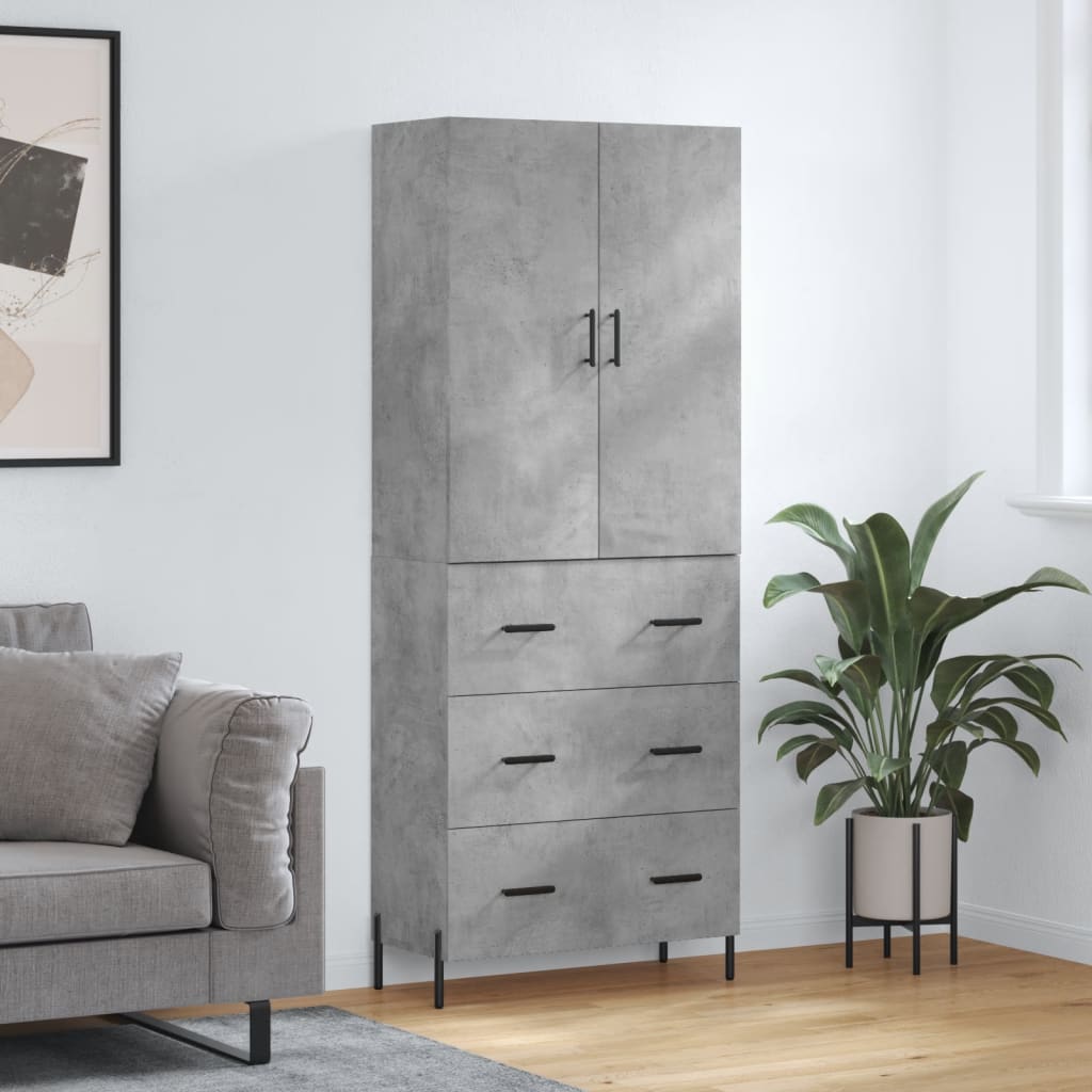 High sideboard Concrete gray 69.5x34x180 cm Engineered wood