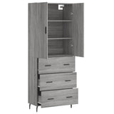 Buffet haut Sonoma gris 69,5x34x180 cm Bois d'ingénierie