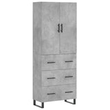 High sideboard Concrete gray 69.5x34x180 cm Engineered wood