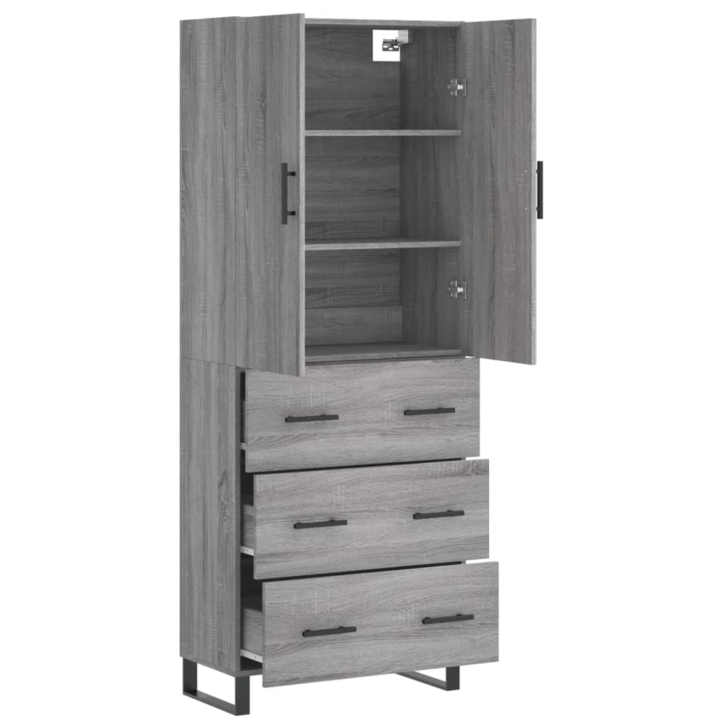 Buffet haut Sonoma gris 69,5x34x180 cm Bois d'ingénierie