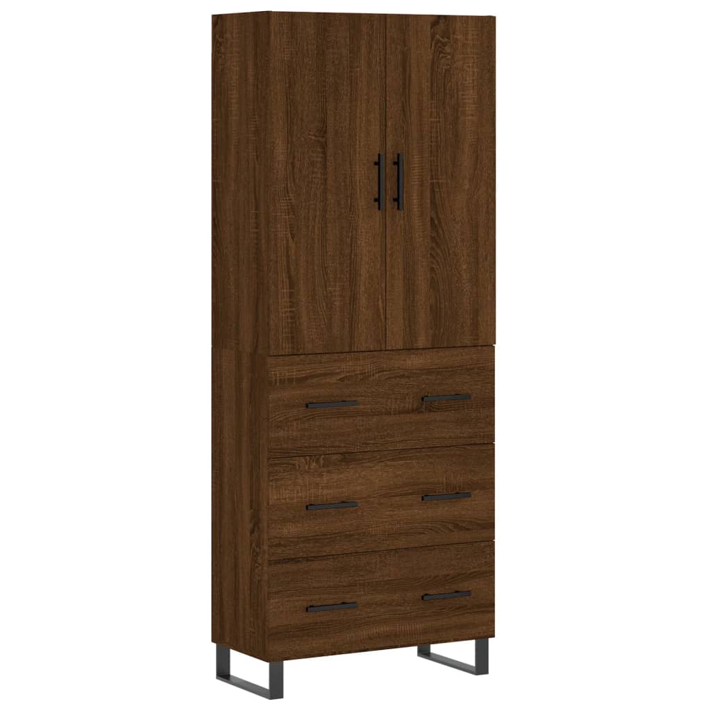 Buffet haut Chêne marron 69,5x34x180 cm Bois d'ingénierie