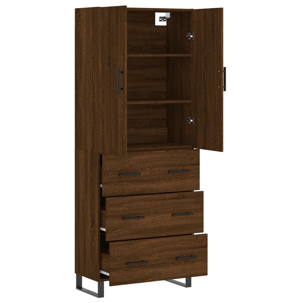 Buffet haut Chêne marron 69,5x34x180 cm Bois d'ingénierie