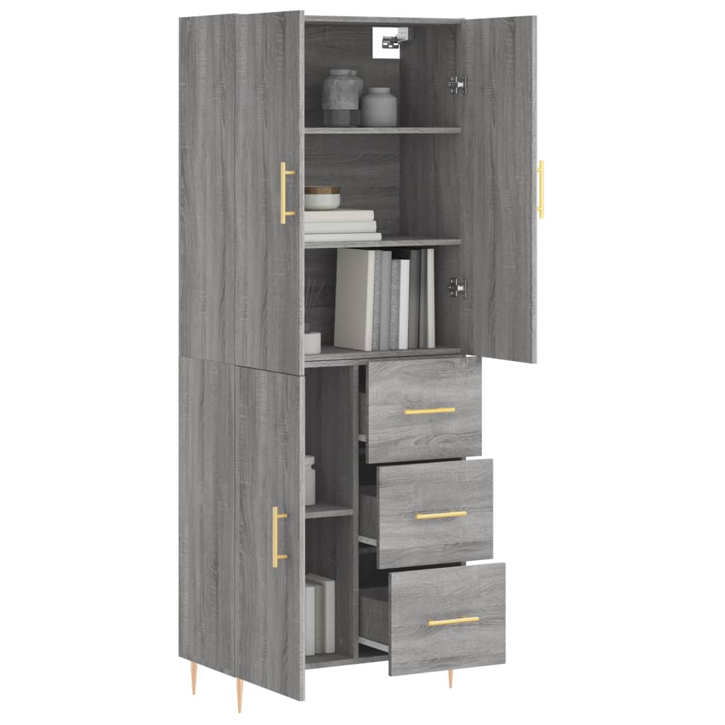 Buffet haut Sonoma gris 69,5x34x180 cm Bois d'ingénierie