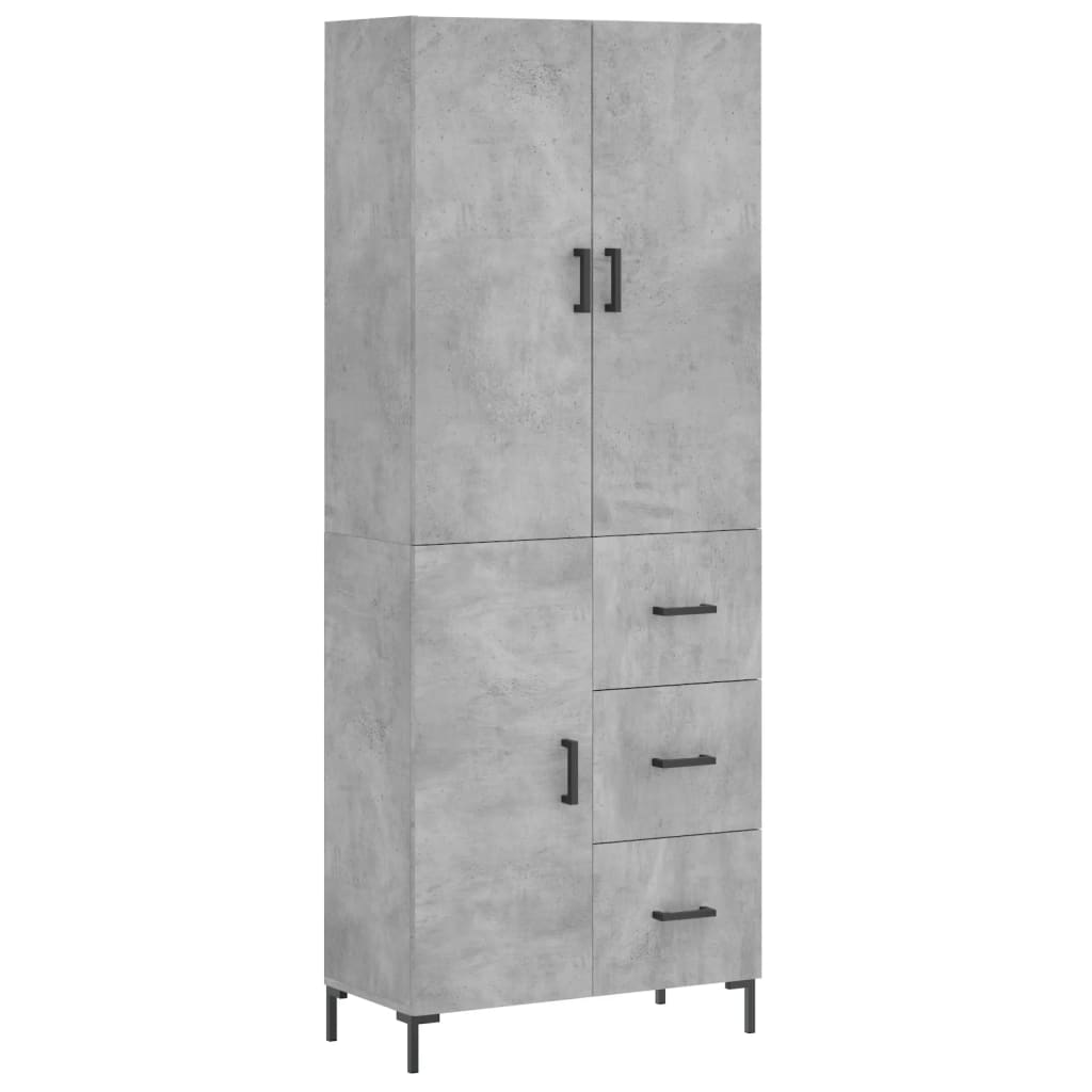 Buffet haut Gris béton 69,5x34x180 cm Bois d'ingénierie