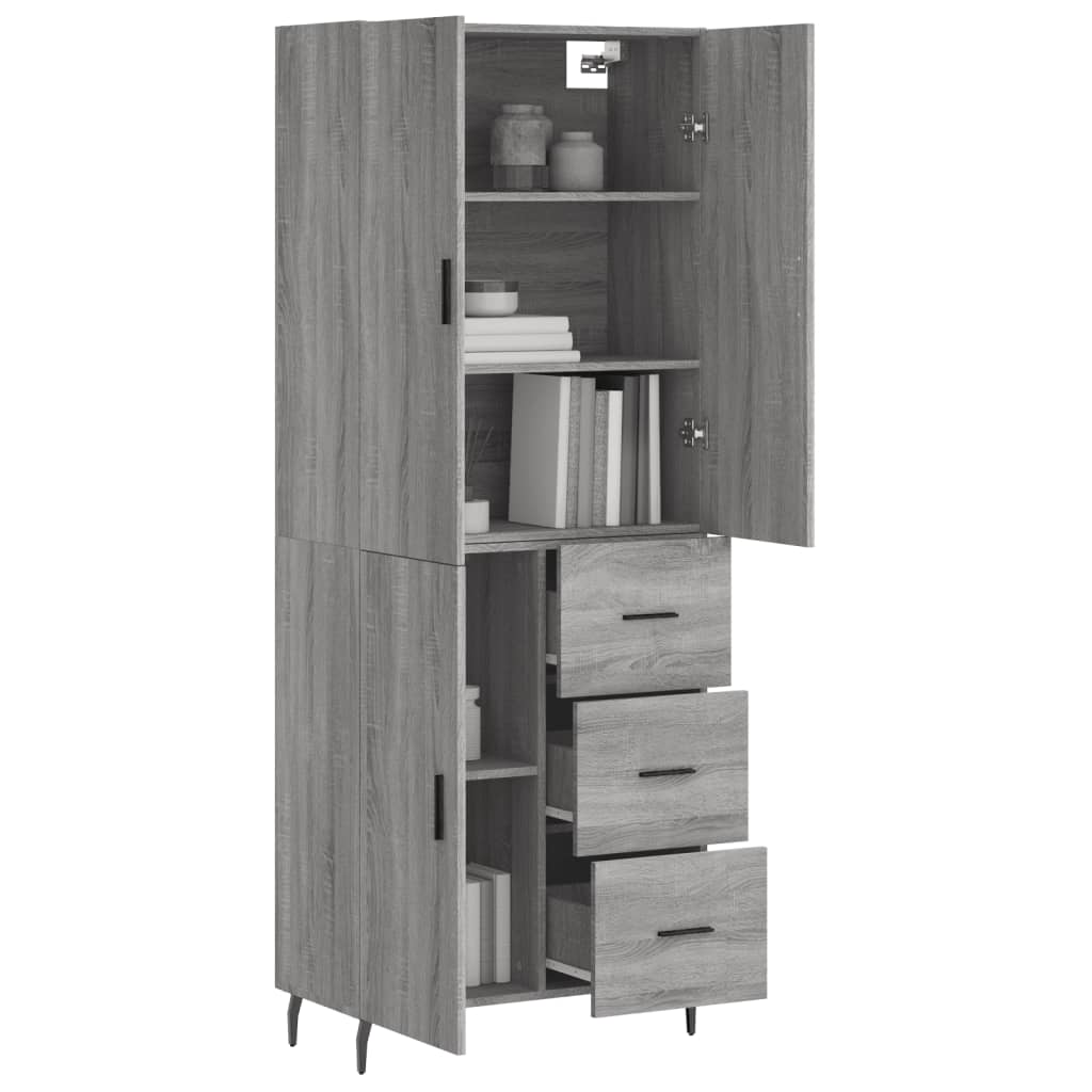 Buffet haut Sonoma gris 69,5x34x180 cm Bois d'ingénierie