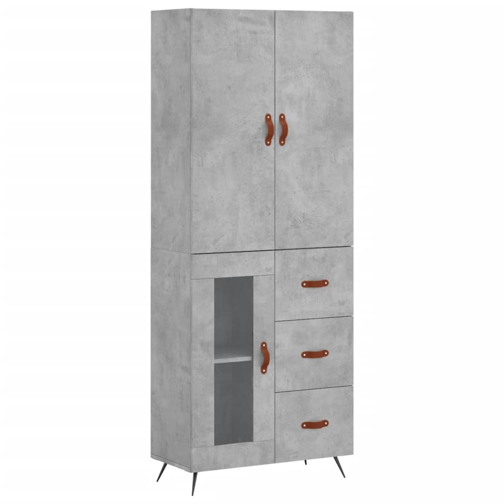 Buffet haut Gris béton 69,5x34x180 cm Bois d'ingénierie