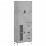 Buffet haut Gris béton 69,5x34x180 cm Bois d'ingénierie