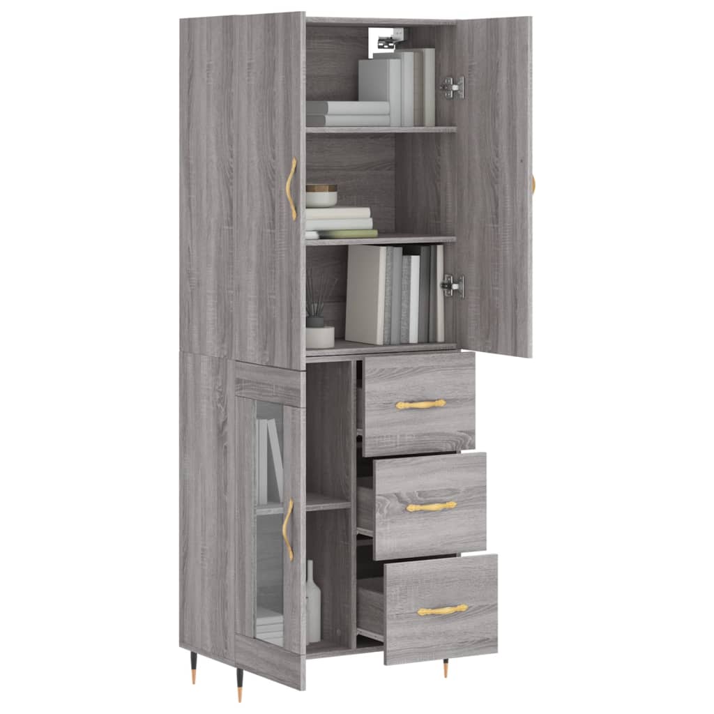 Buffet haut Sonoma gris 69,5x34x180 cm Bois d'ingénierie