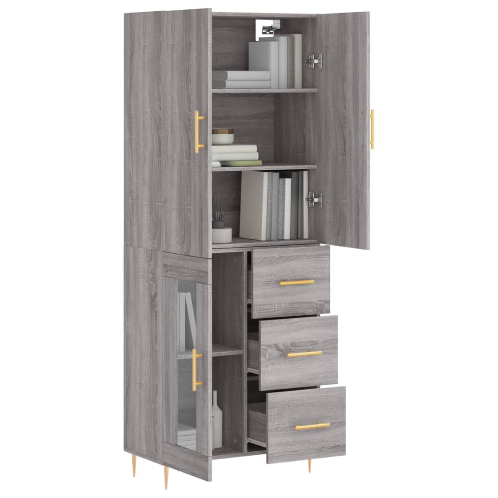 Buffet haut Sonoma gris 69,5x34x180 cm Bois d'ingénierie