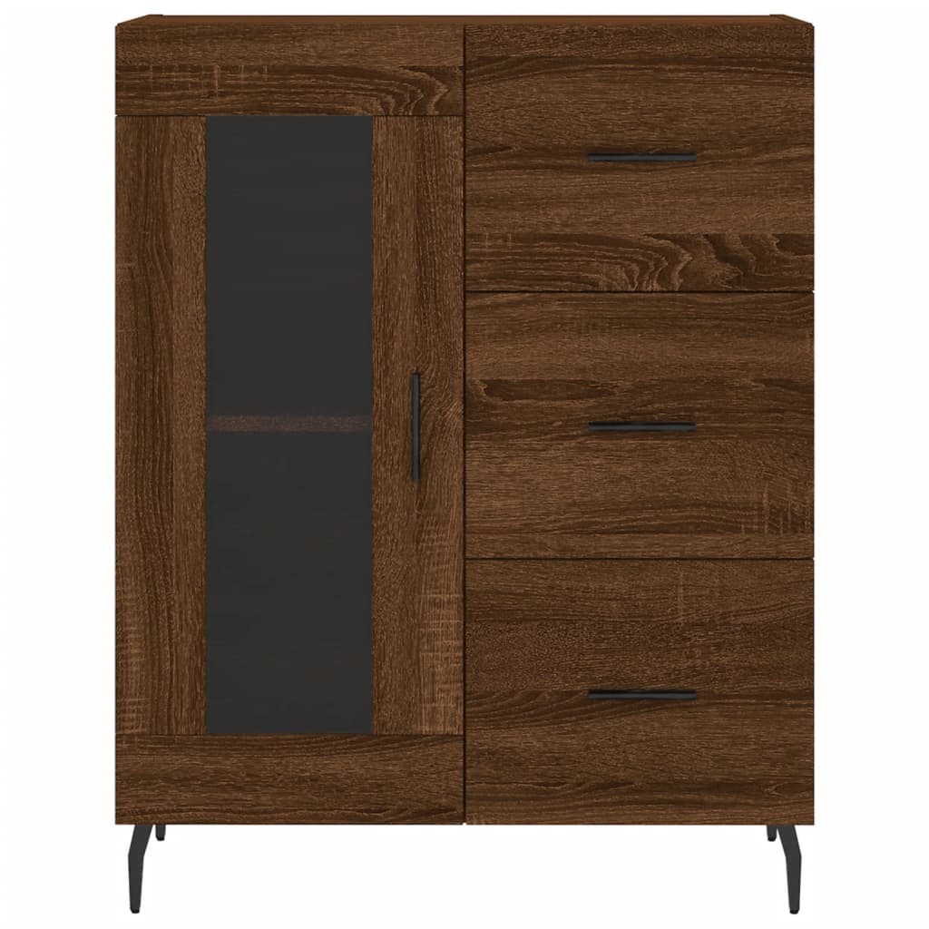 Buffet haut Chêne marron 69,5x34x180 cm Bois d'ingénierie