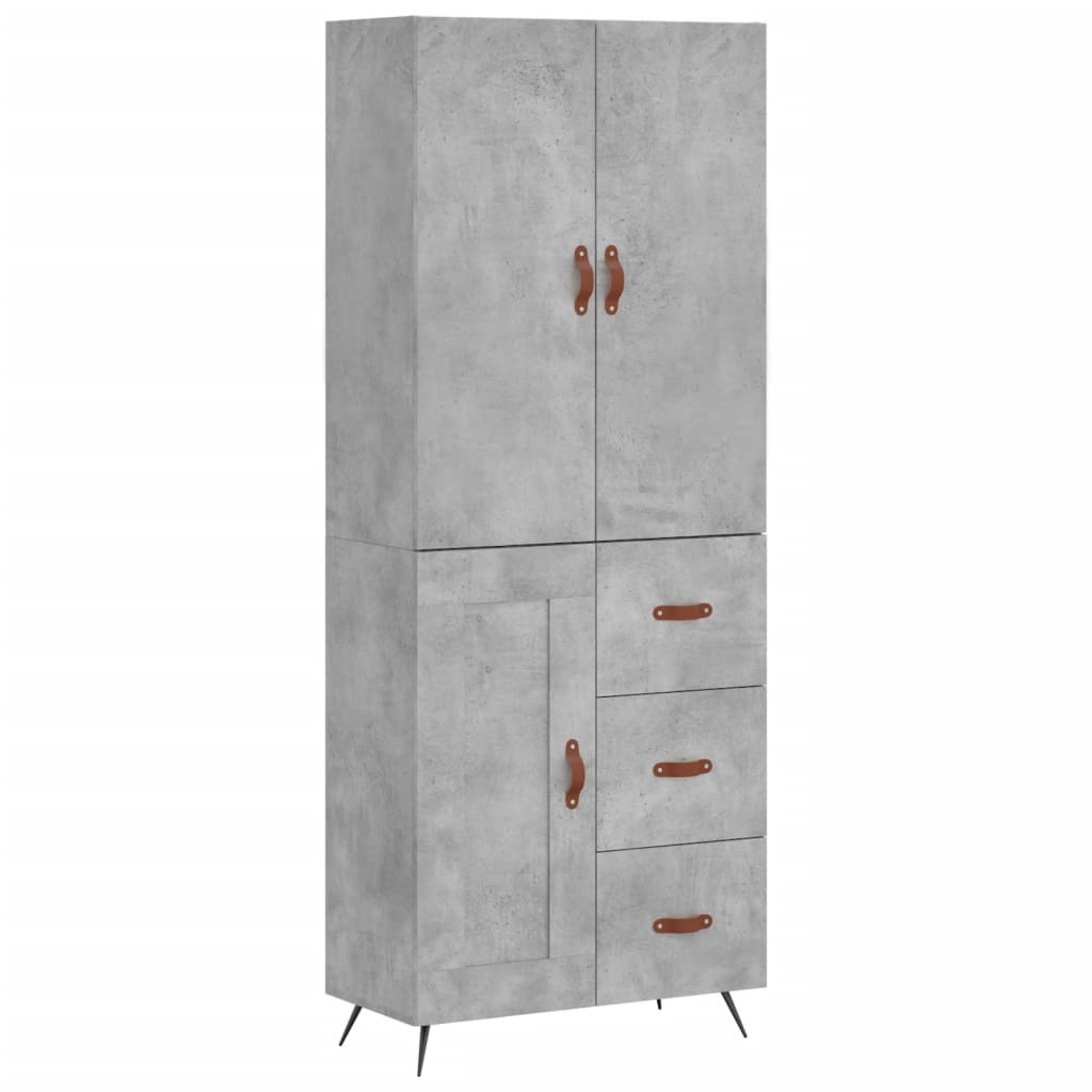 Buffet haut Gris béton 69,5x34x180 cm Bois d'ingénierie