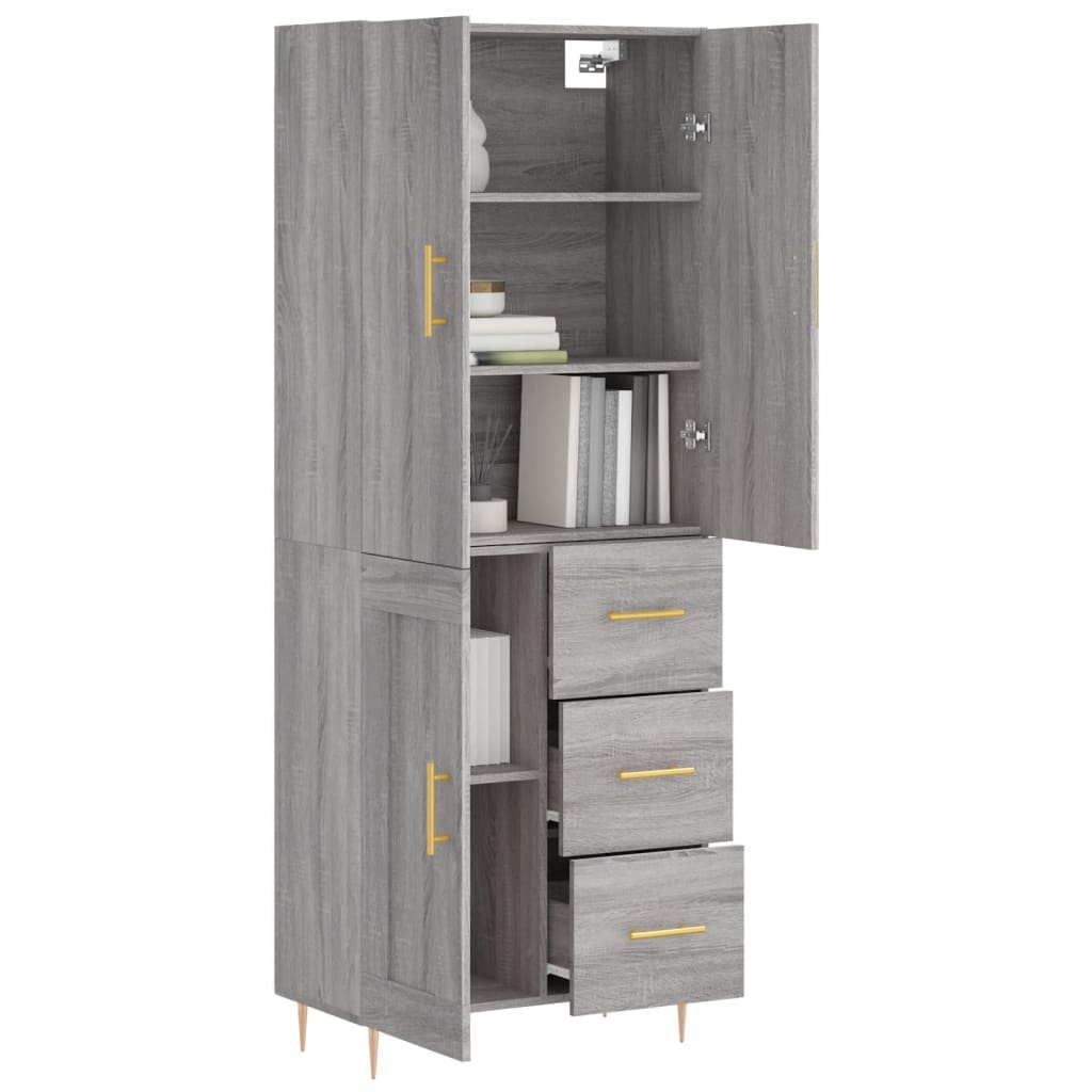 Buffet haut Sonoma gris 69,5x34x180 cm Bois d'ingénierie