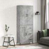 Buffet haut Gris béton 69,5x34x180 cm Bois d'ingénierie