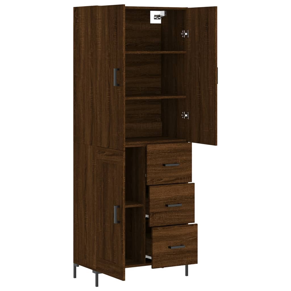 Buffet haut Chêne marron 69,5x34x180 cm Bois d'ingénierie