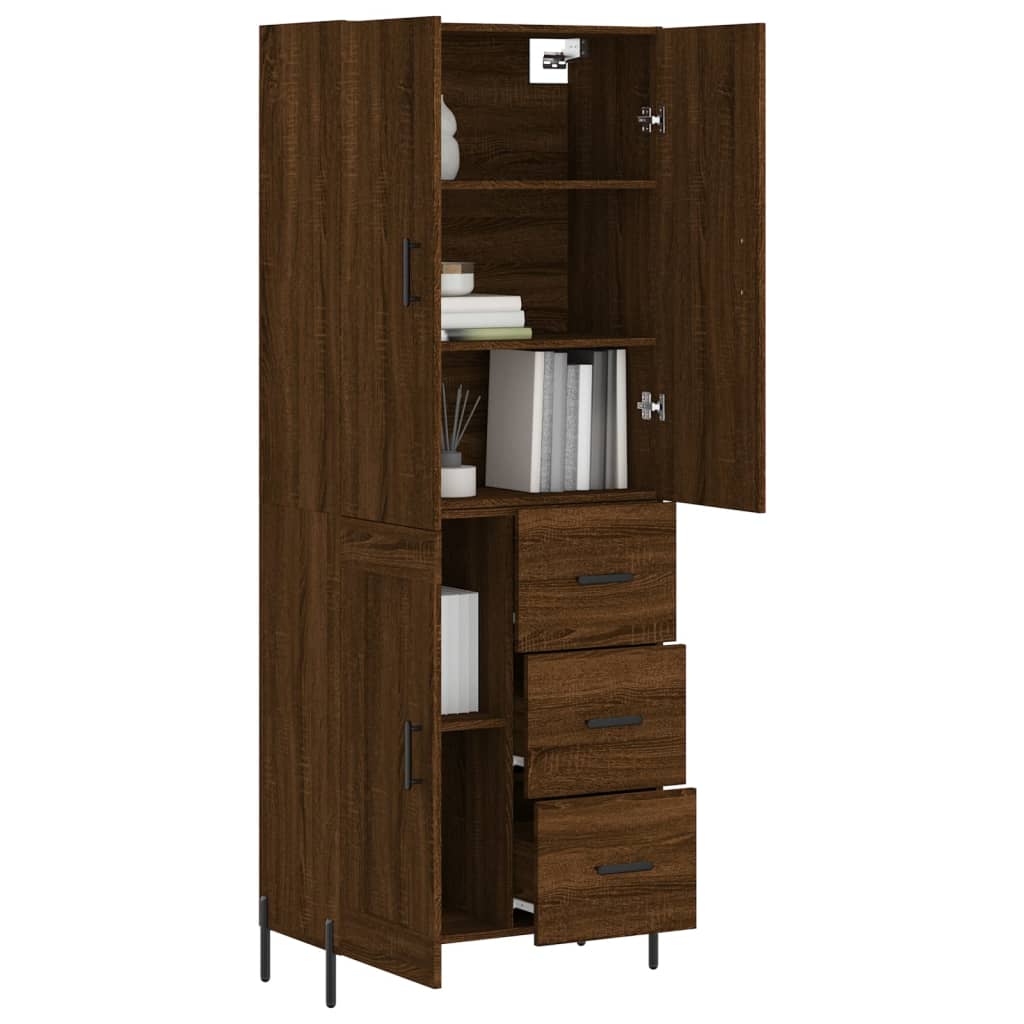 Buffet haut Chêne marron 69,5x34x180 cm Bois d'ingénierie