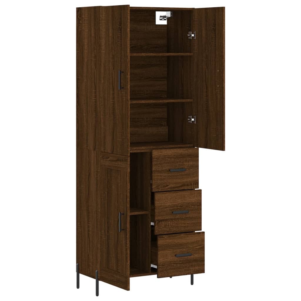 Buffet haut Chêne marron 69,5x34x180 cm Bois d'ingénierie