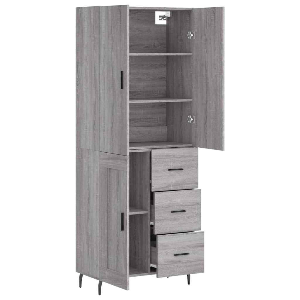 Buffet haut Sonoma gris 69,5x34x180 cm Bois d'ingénierie