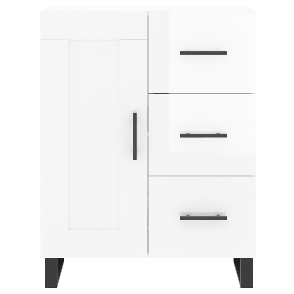 Buffet haut Blanc brillant 69,5x34x180 cm Bois d'ingénierie