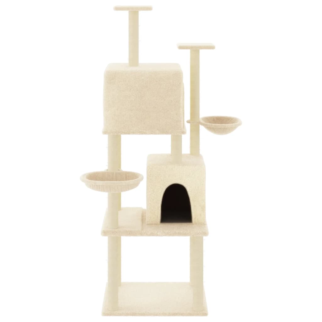 Arbre à chat avec griffoirs en sisal Crème 180 cm