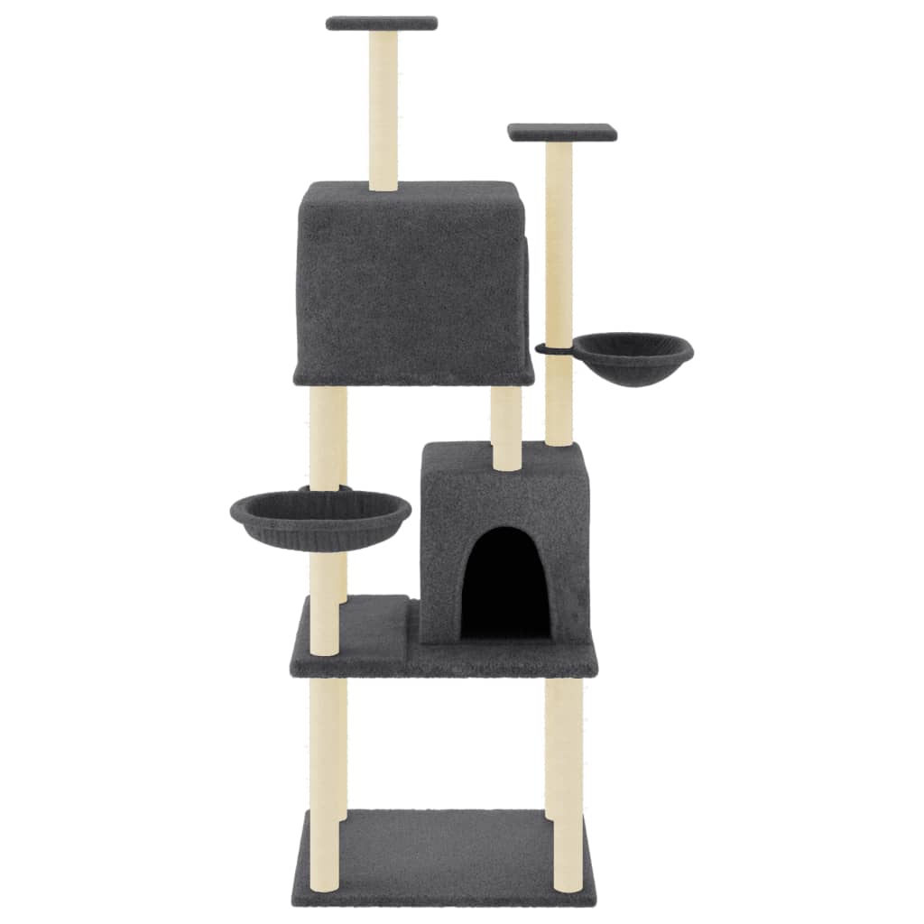 Cat tree with sisal scratching posts Dark grey 180 cm