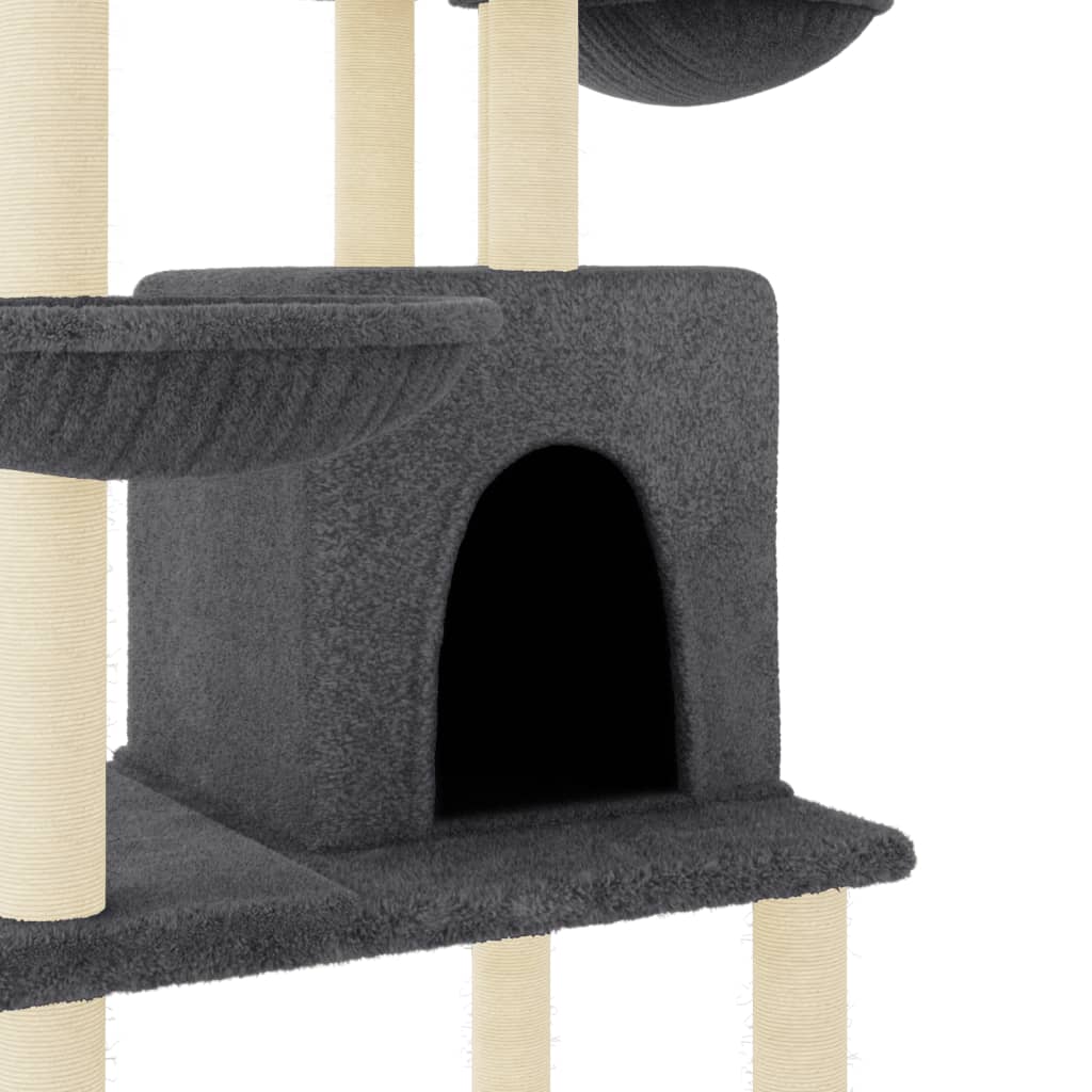 Cat tree with sisal scratching posts Dark grey 180 cm