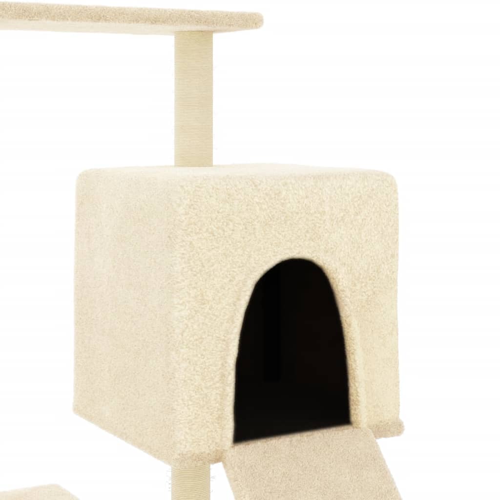 Arbre à chat avec griffoirs en sisal crème 130,5 cm