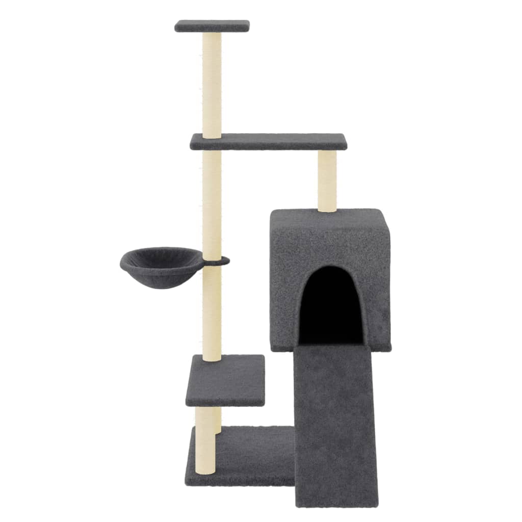 Arbre à chat avec griffoirs en sisal gris foncé 130,5 cm