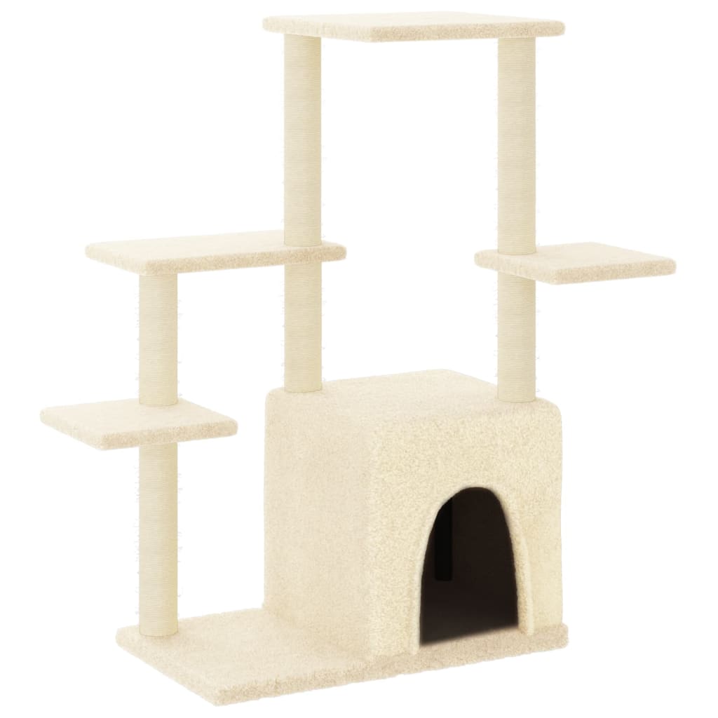 Arbre à chat avec griffoirs en sisal crème 97,5 cm