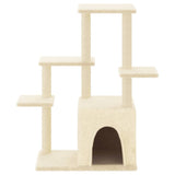 Arbre à chat avec griffoirs en sisal crème 97,5 cm