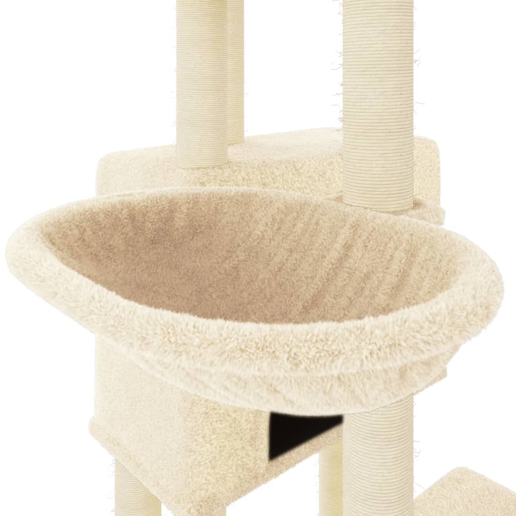 Arbre à chat avec griffoirs en sisal crème 122 cm