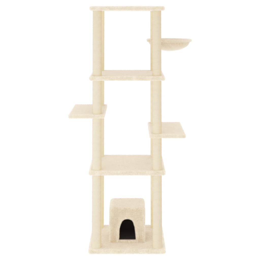 Cat tree with sisal scratching posts Cream 154 cm