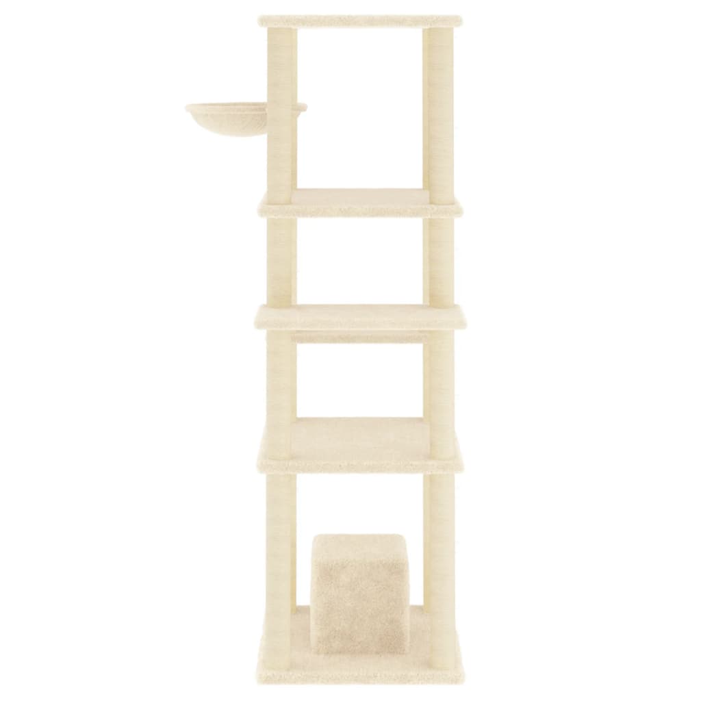 Cat tree with sisal scratching posts Cream 154 cm