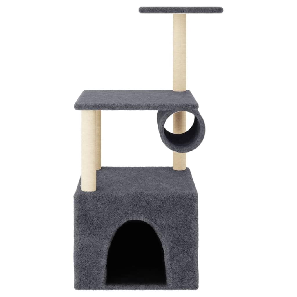 Arbre à chat avec griffoirs en sisal gris foncé 109,5 cm