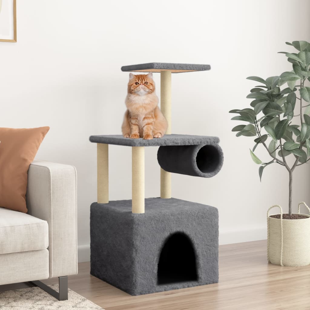 Arbre à chat avec griffoirs en sisal gris foncé 109,5 cm