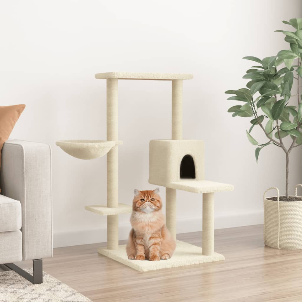 Arbre à chat avec griffoirs en sisal Crème 95 cm