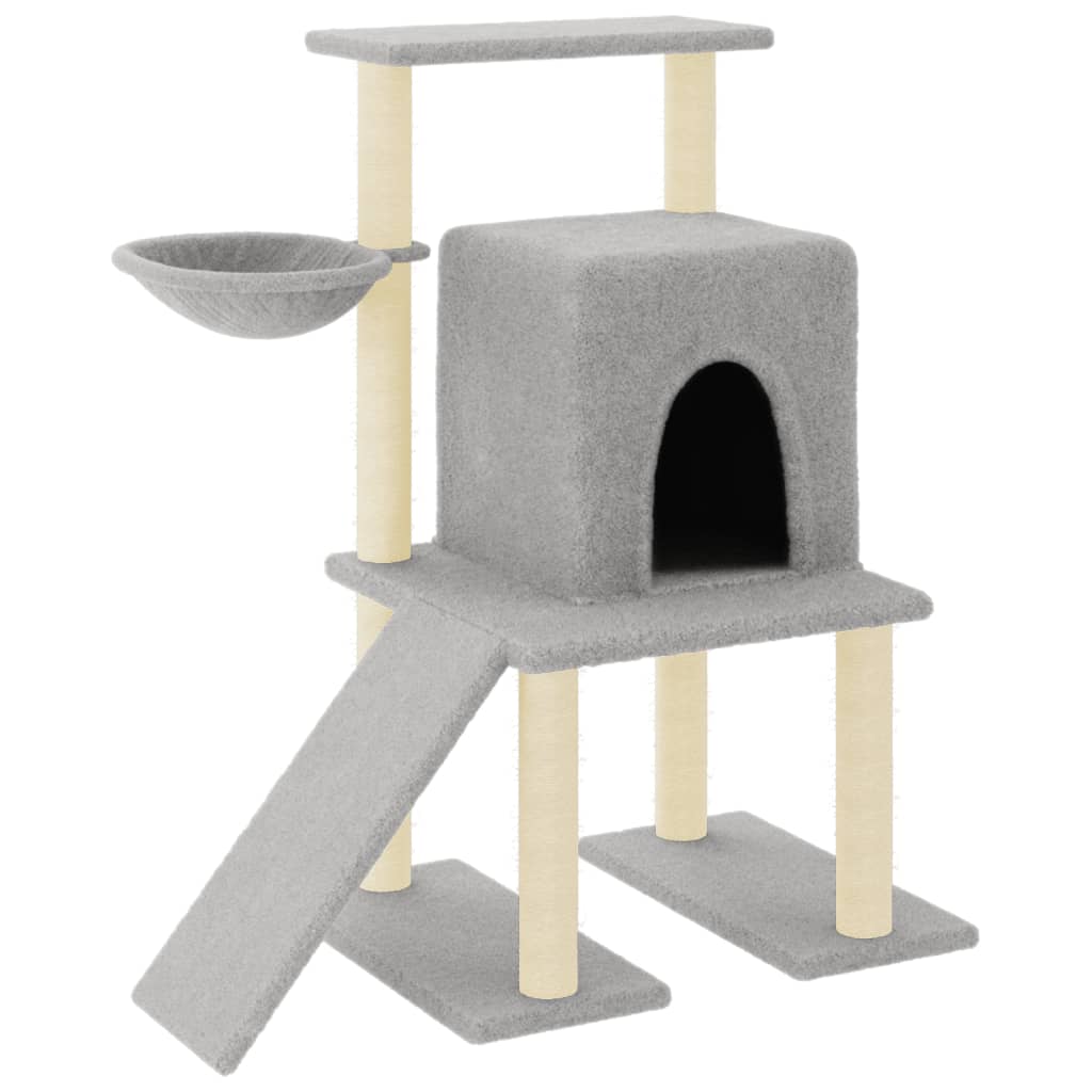 Arbre à chat avec griffoirs en sisal Gris clair 96,5 cm