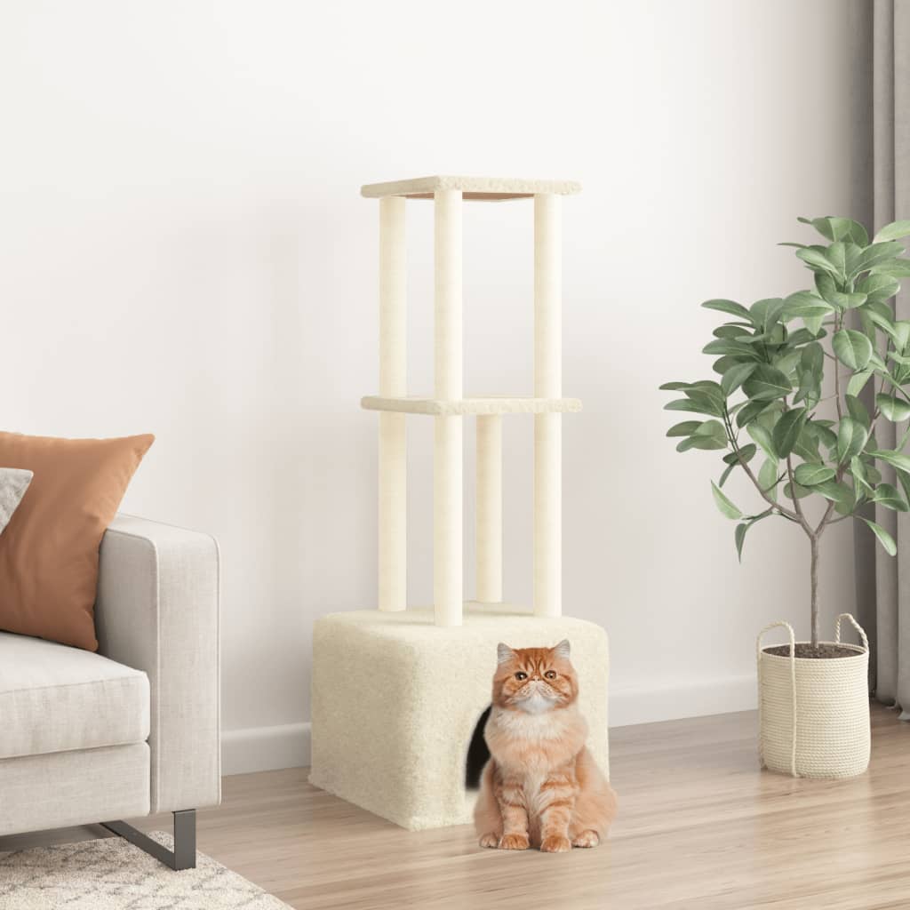 Arbre à chat avec griffoirs en sisal Crème 133,5 cm