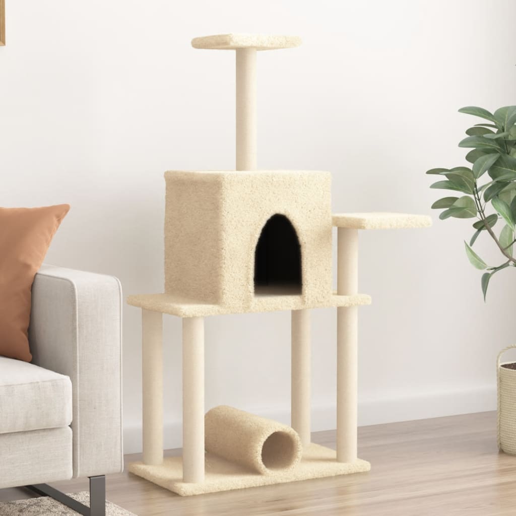 Arbre à chat avec griffoirs en sisal crème 122 cm