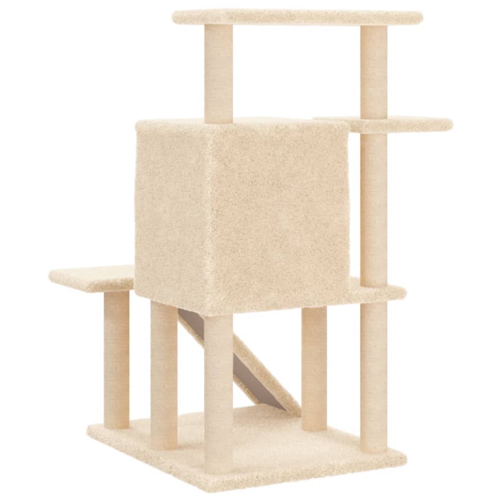 Arbre à chat avec griffoirs en sisal crème 97 cm