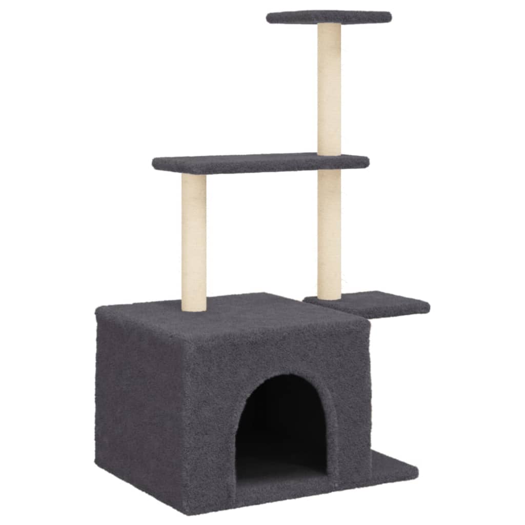 Arbre à chat avec griffoirs en sisal gris foncé 110 cm