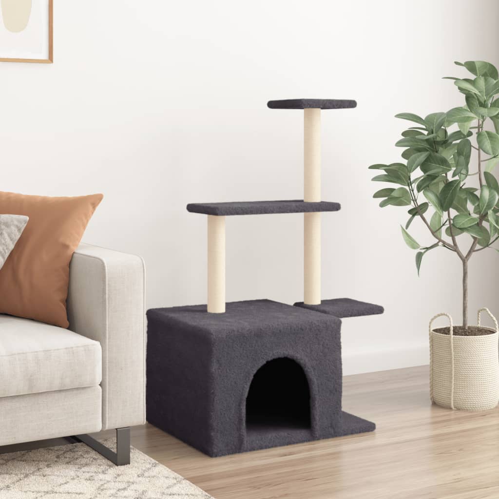 Arbre à chat avec griffoirs en sisal gris foncé 110 cm