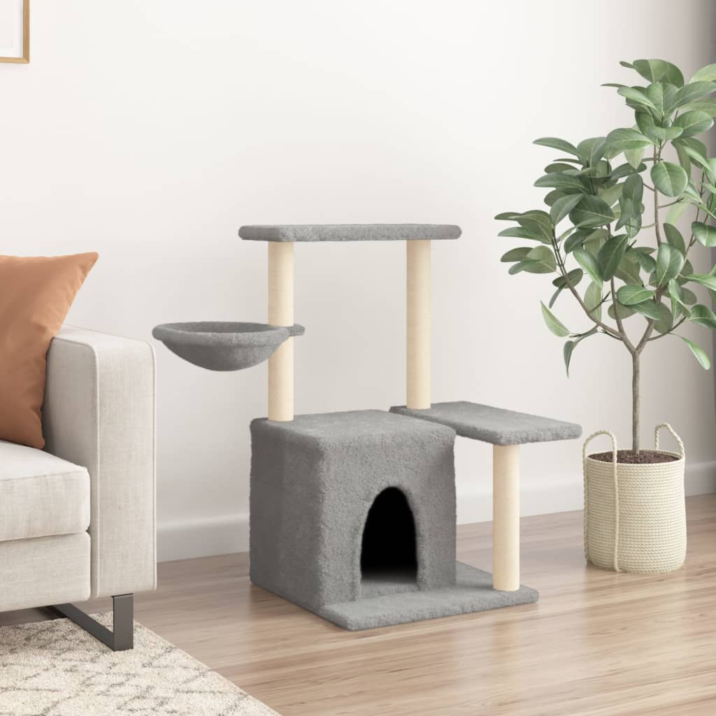 Arbre à chat avec griffoirs en sisal Gris clair 83 cm