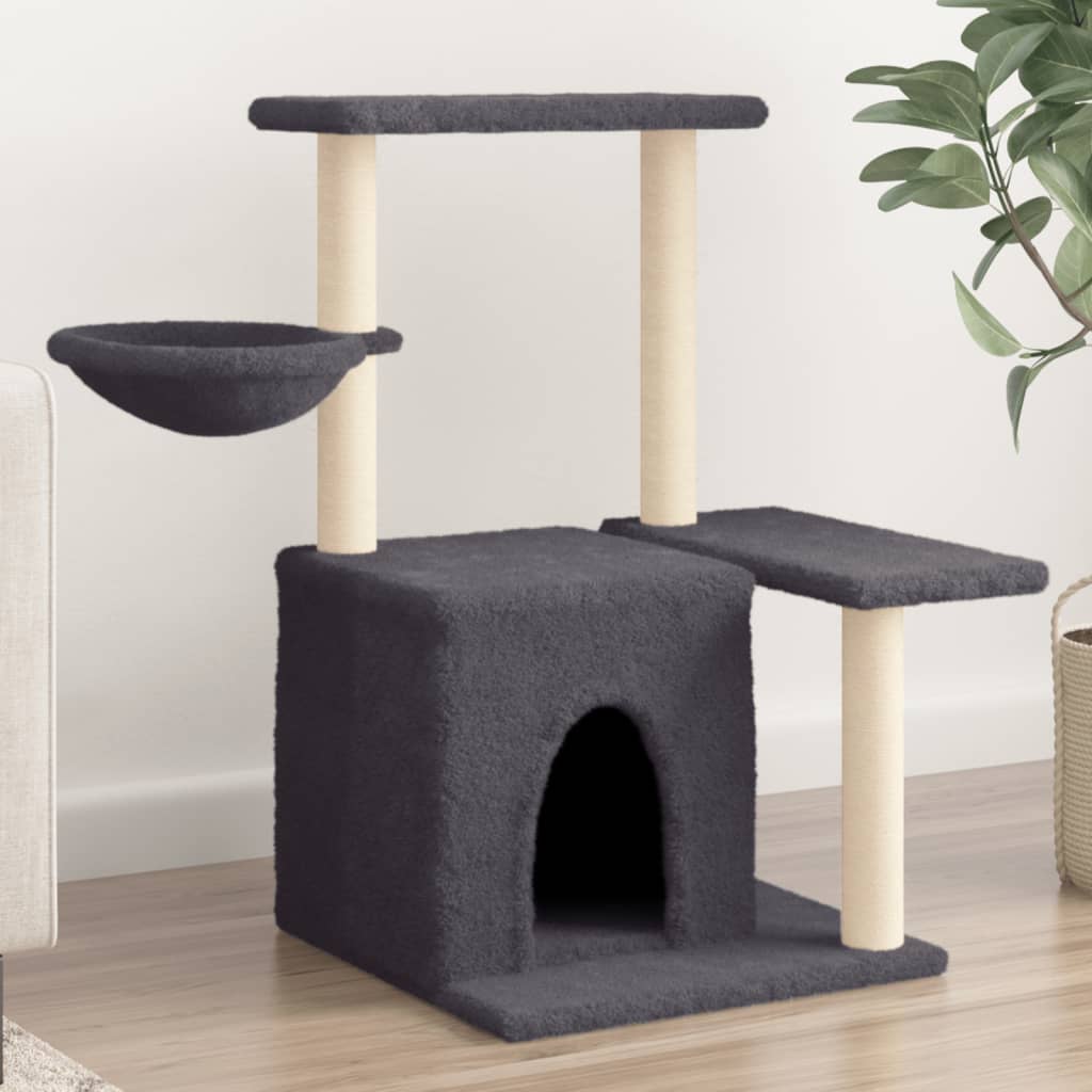 Arbre à chat avec griffoirs en sisal Gris foncé 83 cm